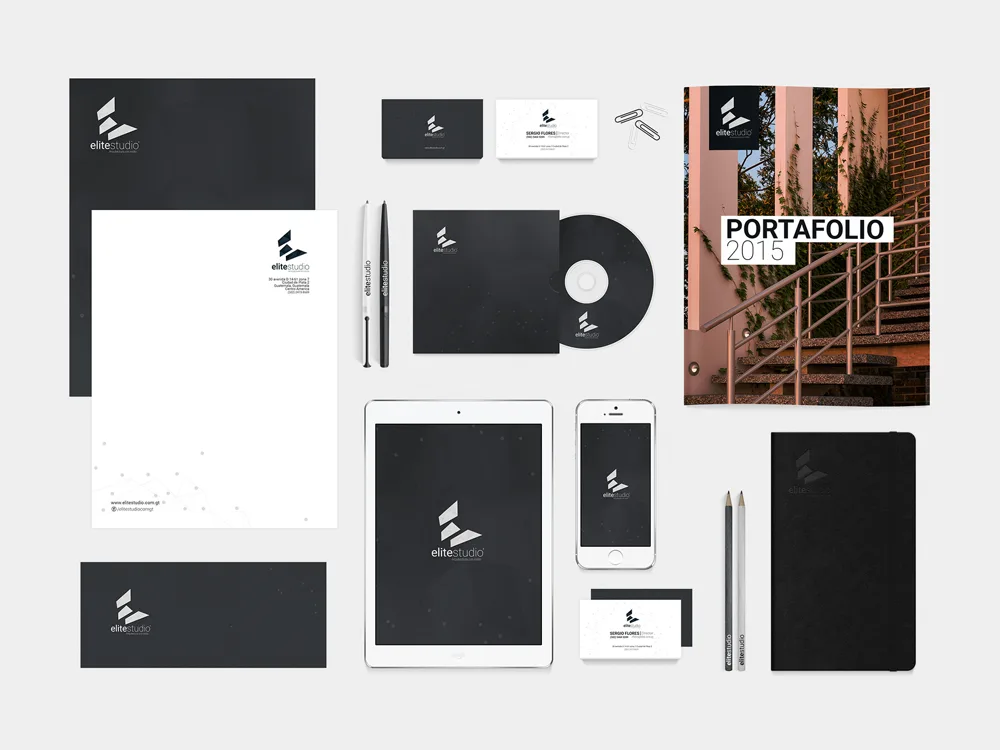 Elite Studio stationery set.
