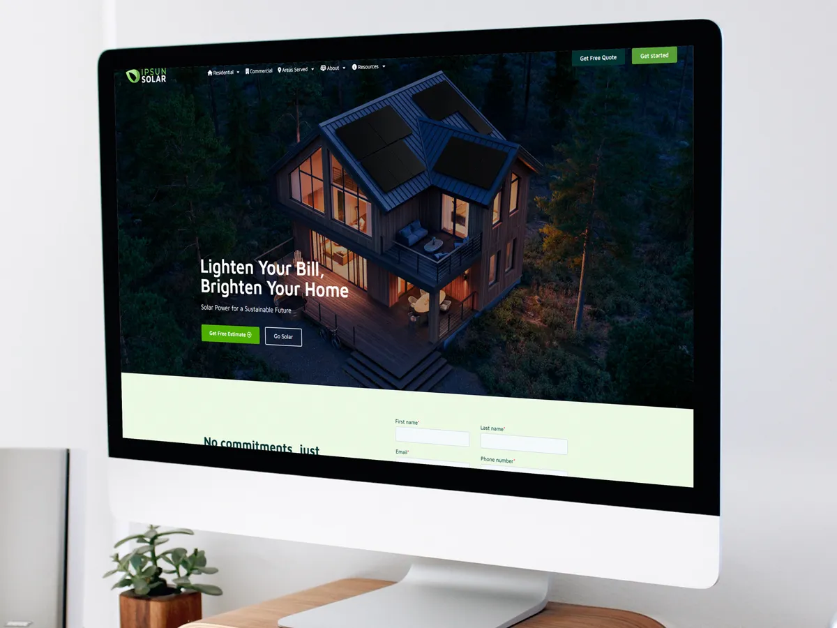 Solar Ipsun website on a desktop screen.